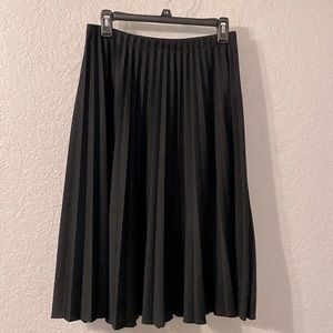 Pleated Circular Black MIDI Vintage Elastic Waist Skirt Size 11-12 Polyester